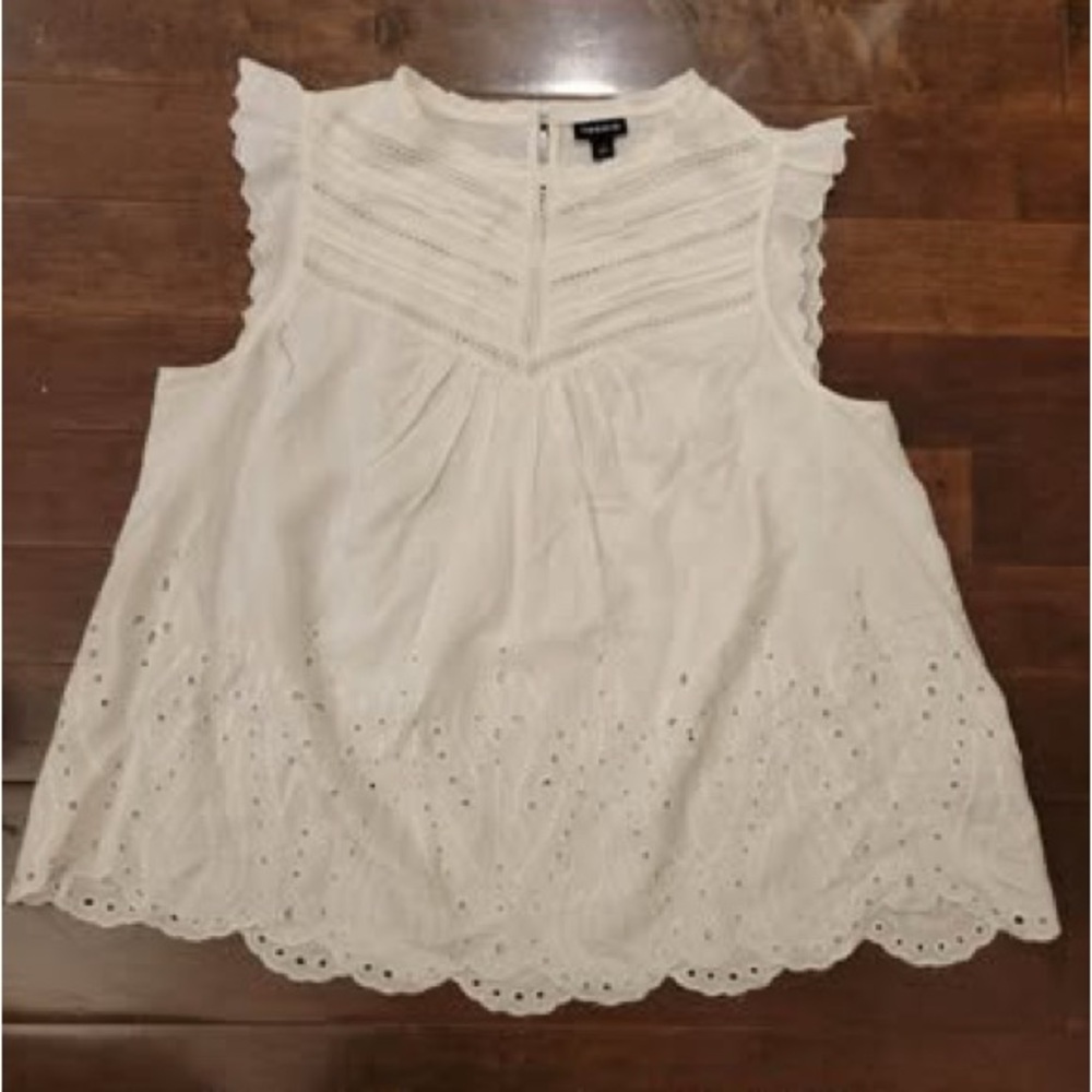 Torrid Cream Eyelet Sleeveless Blouse